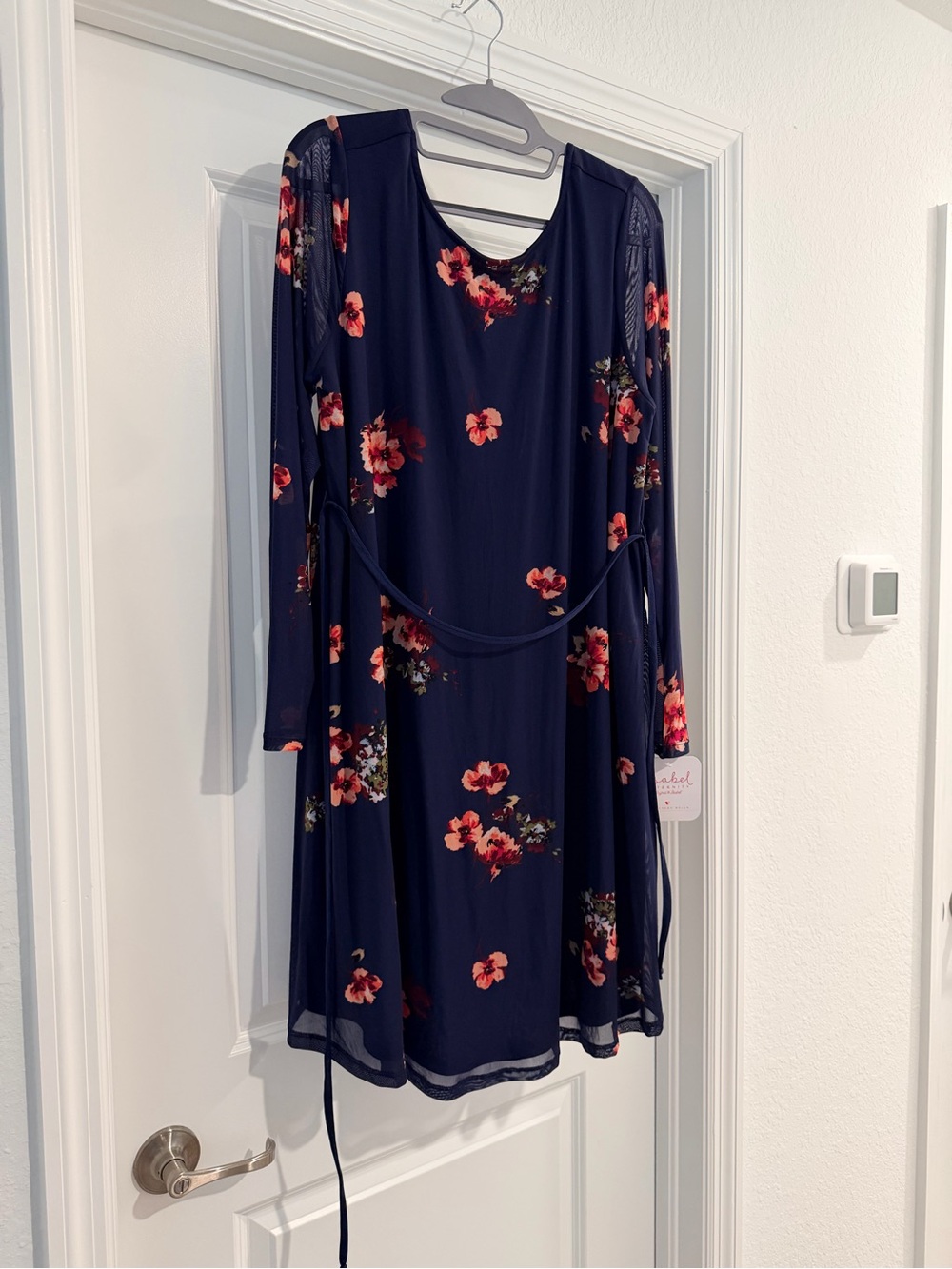Floral Navy Long-Sleeve Maternity Dress